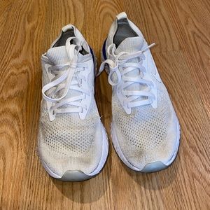 white nike epic react sneakers